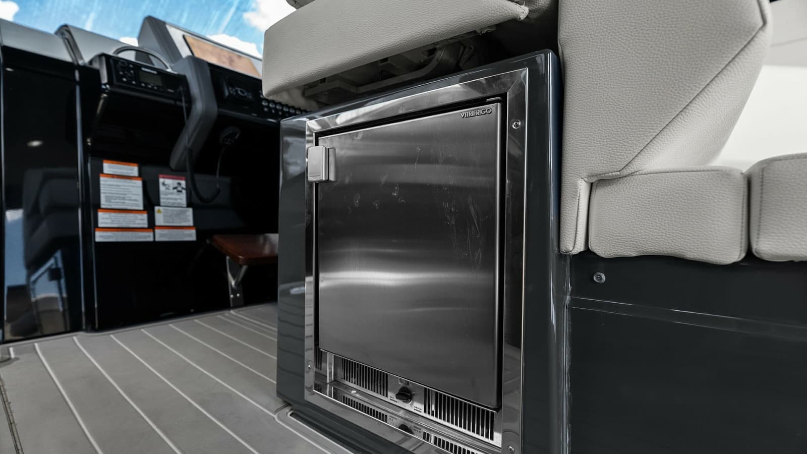 Cockpit Seating with Integrated Refrigerator